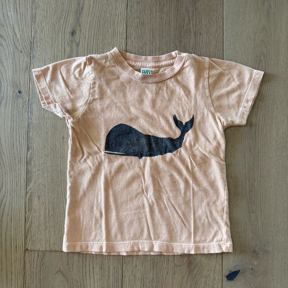 Whale block Print Kids T-Shirt - Peach
